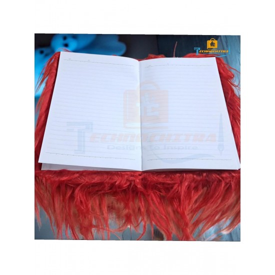 TECHNOCHITRA Cute Monster Fur Diary for Girls | Soft Fluffy Plush Notebook | Adorable Face Design with Plush Eyes, Lips & Hands | 180 Pages | Diary for Kids, Teens & Adults  
