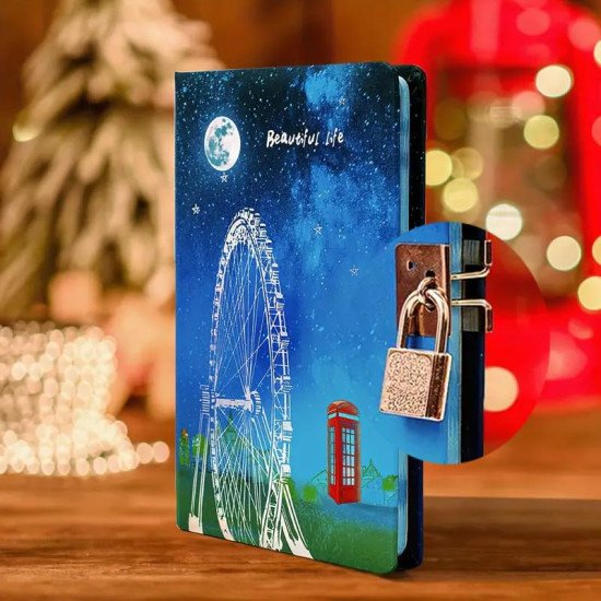 TECHNOCHITRA®Sparkling Day Night Secreat Personal Lock Diary for Girls TECHNOCHITRA®Sparkling Day Night Secreat Personal Lock Diary for Girls