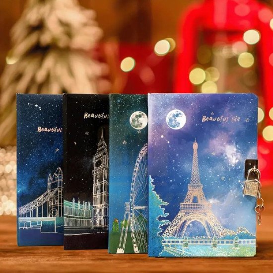 TECHNOCHITRA®Sparkling Day Night Secreat Personal Lock Diary for Girls TECHNOCHITRA®Sparkling Day Night Secreat Personal Lock Diary for Girls