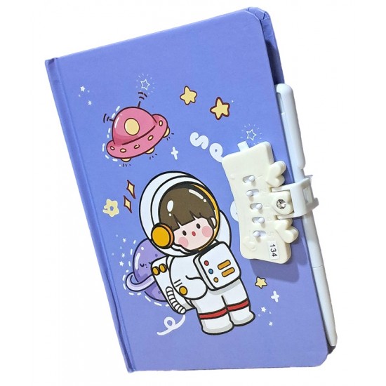 TECHNOCHITRA Space Astronaut Printed Secret Password Lock Diary with Pen