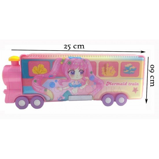 TECHNOCHITRA Aqua Angel Printed Train Shape Pencil Box with Movable wheels TECHNOCHITRA Aqua Angel Printed Train Shape Pencil Box with Movable wheels