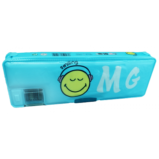 TECHNOCHITRA  Cute Smiley Emoji Dual Sided Pencil Box with Integrated Sharpener for Girls
