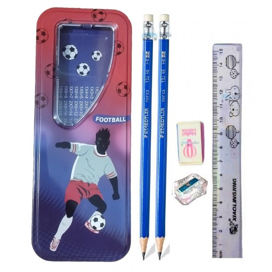 TECHNOCHITRA Stationery Sports Soccer Art Metal Pencil Box