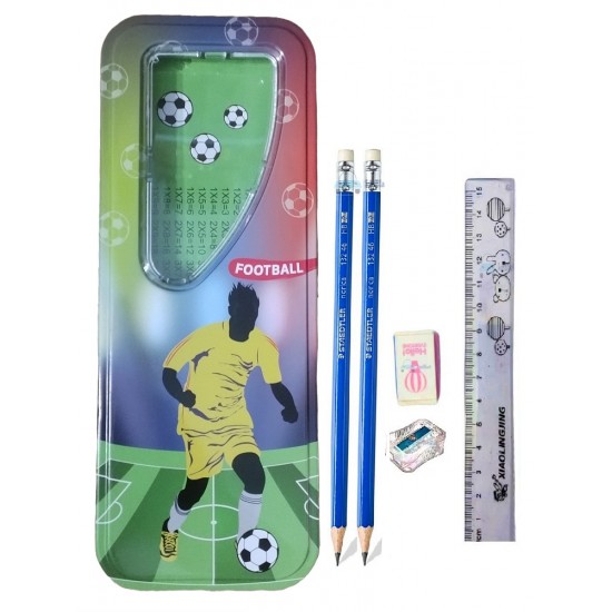 TECHNOCHITRA Stationery Sports Soccer Art Metal Pencil Box Green