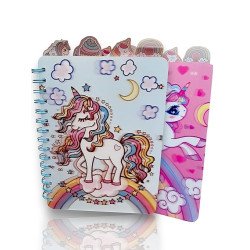 TECHNOCHITRA Lenticular 3D Unicorn Cover Diary | Spiral Bound Unicorn Notebook Diary for Girls with Bookmarks