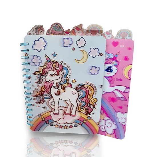 TECHNOCHITRA Lenticular 3D Unicorn Cover Diary | Spiral Bound Unicorn Notebook Diary for Girls with Bookmarks