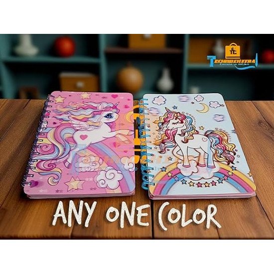 TECHNOCHITRA Lenticular 3D Unicorn Cover Diary | Spiral Bound Unicorn Notebook Diary for Girls with Bookmarks