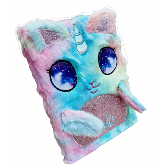 TECHNOCHITRA 3D Unicorn Face Soft Fur Diary Notebook Girls 