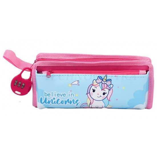TECHNOCHITRA Unicorn Dual Zipper with Number Lock  Pencil Pouch