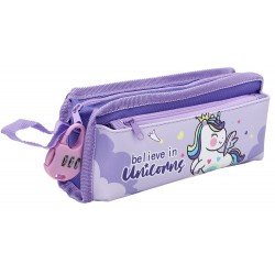 TECHNOCHITRA Unicorn Dual Zipper with Number Lock Pencil Pouch PRPL TECHNOCHITRA Unicorn Dual Zipper with Number Lock Pencil Pouch PRPL