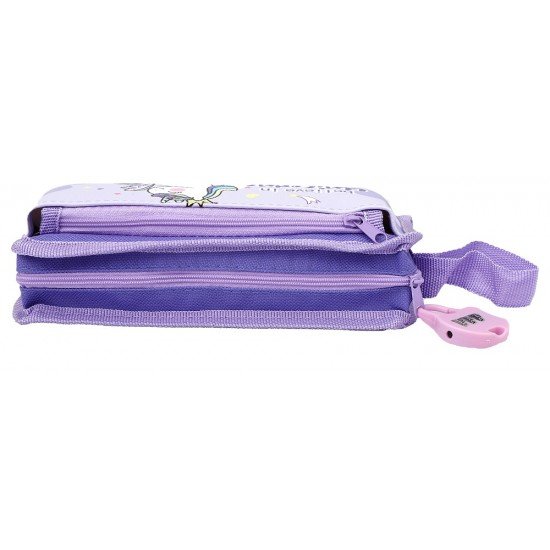 TECHNOCHITRA Unicorn Dual Zipper with Number Lock  Pencil Pouch PRPL