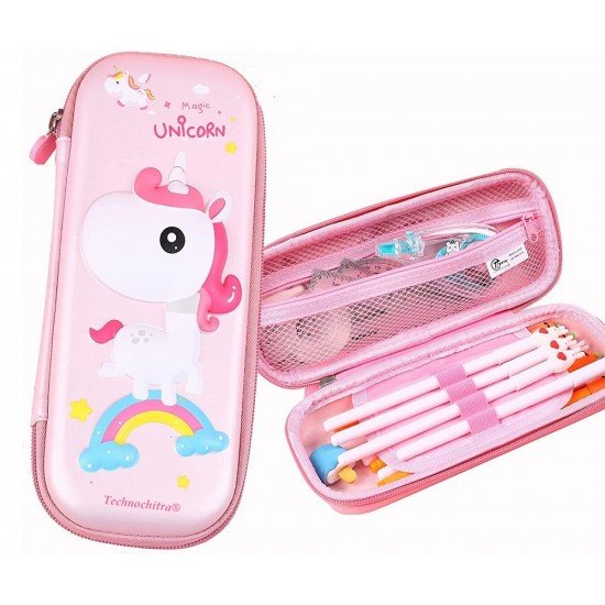 TECHNOCHITRA Unicorn 3D Printed Premium Zipper Art EVA Pencil Box TECHNOCHITRA Unicorn 3D Printed Premium Zipper Art EVA Pencil Box