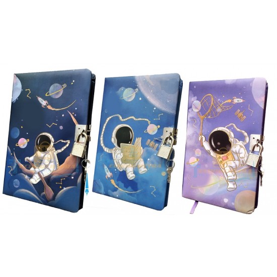 TECHNOCHITRA Space Explorer Personal Lock Diary, Astronaut-Inspired Edition A5 Notebook Ruled 110 Pages