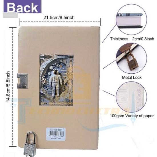 TECHNOCHITRA® Secret Space Astronaut Diary with Lock and Key Journal