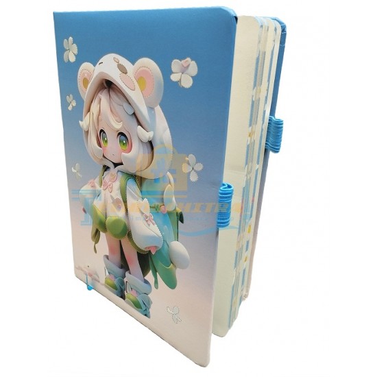 TECHNOCHITRA Cute Moon Eyes Doll A5 Diary Notebook Journal with Bookmark for Girls 