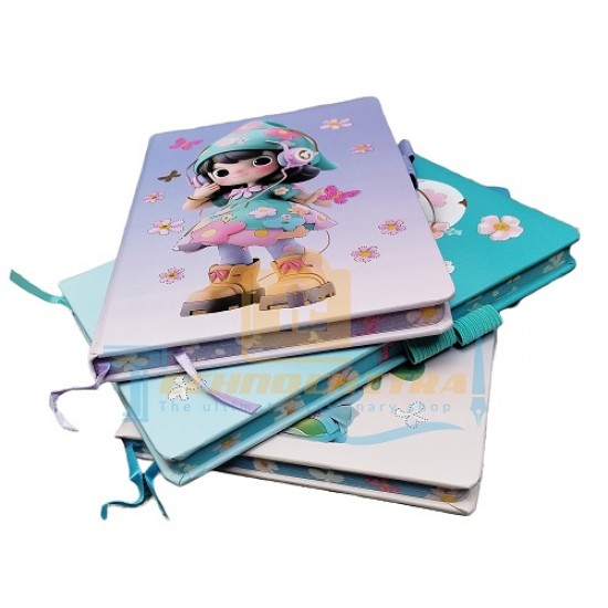 TECHNOCHITRA Cute Moon Eyes Doll A5 Diary Notebook Journal with Bookmark for Girls 