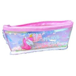 TECHNOCHITRA Exclusive Water and Fur Unicorn Printed Pouch, Water and Fur Pouch for Girls, Pink