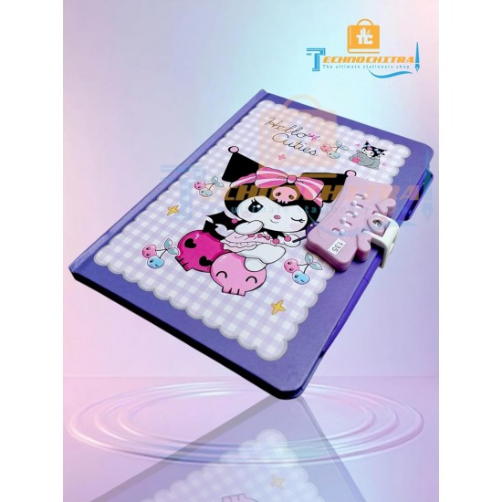 TECHNOCHITRA Kuromi Password Lock Diary Journal with Pen | Password Lock Diary for Girls A5 Notebook