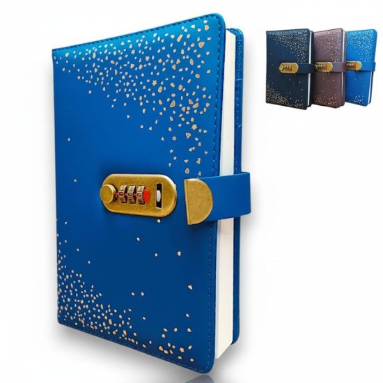 TECHNOCHITRA Golden Petals Lock Diary with Password | Elegant Leatherette Office Diary | Number Password Lock Journal for Notes, Planning & Privacy