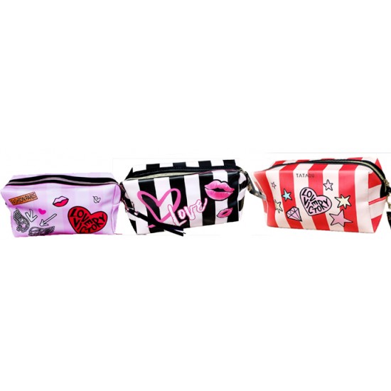 TECHNOCHITRA Heartfelt Love Zipper Pouch with Belt for College Girls, Multipurpose Stationery and Makeup Pouch