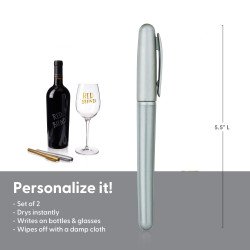 Silver Metallic Marker Pen for Glass & Bottles--Reusable Glass Marker Set of 2