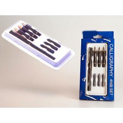 TECHNOCHITRA Calligraphy Fountain Pen Set with 4 Silver Plated Nibs & 3 Ink Cartridges-Pen for Hand Lettering, Arabic Calligraphy & Art