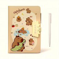 TECHNOCHITRA Beautiful Capybara Password Lock Diary with Pen | Secret Writing Notebook Journal Gift Set for Kids, Girls & Adults | Cute Stationery Diary with Lock & Pen