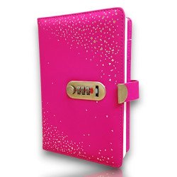 TECHNOCHITRA Pink Lock Diary for Girls | Golden Petals Password Lock Diary | Stylish Leatherette Office & Personal Journal | Secure Number Lock Diary