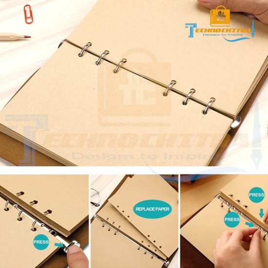 TECHNOCHITRA Vintage Aesthetic Leather Journal for Girls | A6 Ring-Bound Blank Paper Notebook | Butterfly Girl Print Diary | Best Gift for Women & Travelers TECHNOCHITRA Vintage Aesthetic Leather Journal for Girls | A6 Ring-Bound Blank Paper Notebook | Butterfly Girl Print Diary | Best Gift for Women & Travelers