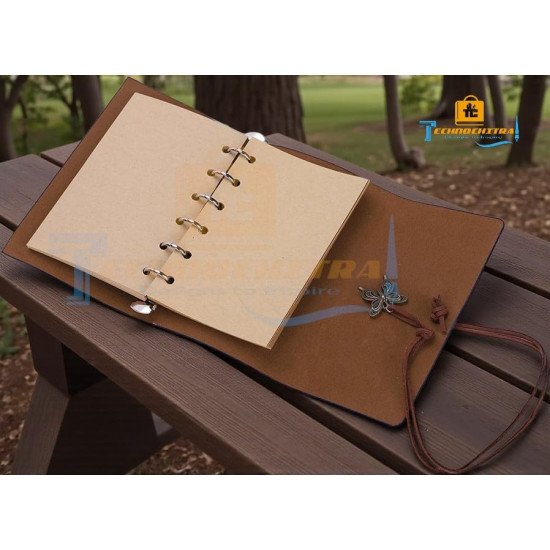 TECHNOCHITRA Vintage Aesthetic Leather Journal for Girls | A6 Ring-Bound Blank Paper Notebook | Butterfly Girl Print Diary | Best Gift for Women & Travelers TECHNOCHITRA Vintage Aesthetic Leather Journal for Girls | A6 Ring-Bound Blank Paper Notebook | Butterfly Girl Print Diary | Best Gift for Women & Travelers
