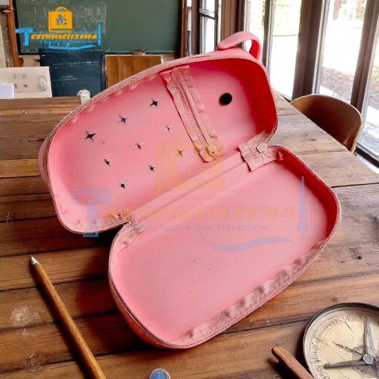 TECHNOCHITRA Silicone Cartoon Pouch for Girls | Flexible Zipper Pouch with Detachable Cute Charms | Stylish Pencil Case for School & College