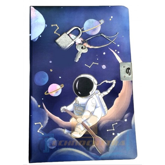 TECHNOCHITRA Space Explorer Personal Lock Diary, Astronaut-Inspired Edition A5 Notebook Ruled 110 Pages