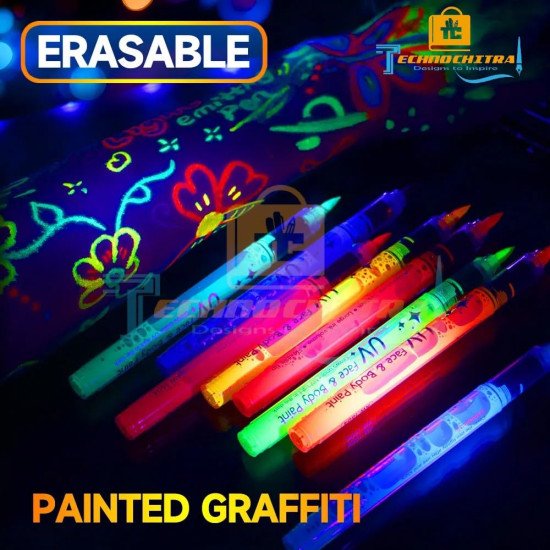 UV Glow Face & Body Paint Markers – 8 Colors Glow in the Dark Neon Face Paint Pens | UV Reactive Body Paint for Face Painting, Temporary Tattoo, Festivals, Halloween, Rave Party | Washable Skin-Safe Body Markers UV Glow Face & Body Paint Markers – 8 Colors Glow in the Dark Neon Face Paint Pens | UV Reactive Body Paint for Face Painting, Temporary Tattoo, Festivals, Halloween, Rave Party | Washable Skin-Safe Body Markers