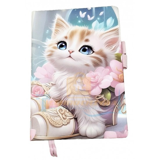 TECHNOCHITRA Cute Moon Eyes Kitten Diary Notebook Journal with Bookmark for Girls