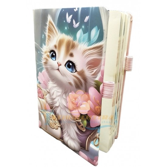 TECHNOCHITRA Cute Moon Eyes Kitten Diary Notebook Journal with Bookmark for Girls