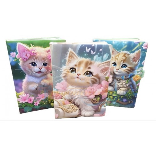 TECHNOCHITRA Cute Moon Eyes Kitten Diary Notebook Journal with Bookmark for Girls