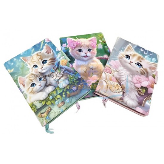 TECHNOCHITRA Cute Moon Eyes Kitten Diary Notebook Journal with Bookmark for Girls