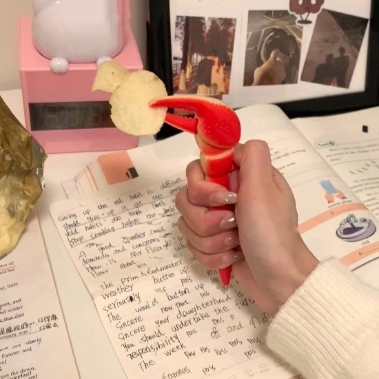 TECHNOCHITRA Crab Claw Shape Pen for Kids Stationery pen for kids, Playful Writing Tool, Smooth Gel Pen (2)