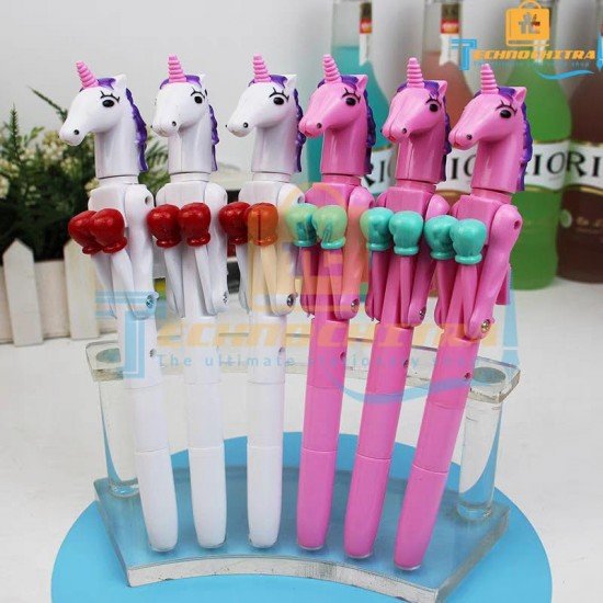 TECHNOCHITRA Unicorn Boxers Pens – with Punch Action Buttons (Set of 2 Unicorns)